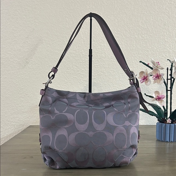 Coach F15067 Signature Monogram and Lilac Leather Canvas - Picture 1 of 11